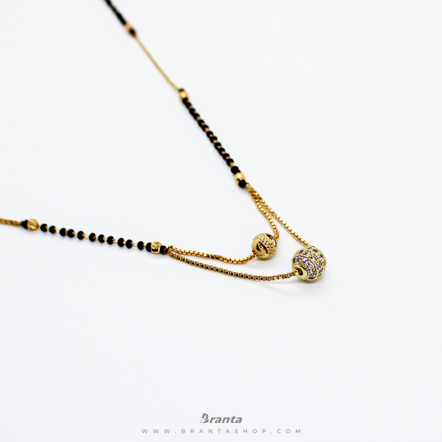 Layered White Diamond Ball Mangalsutra For Women