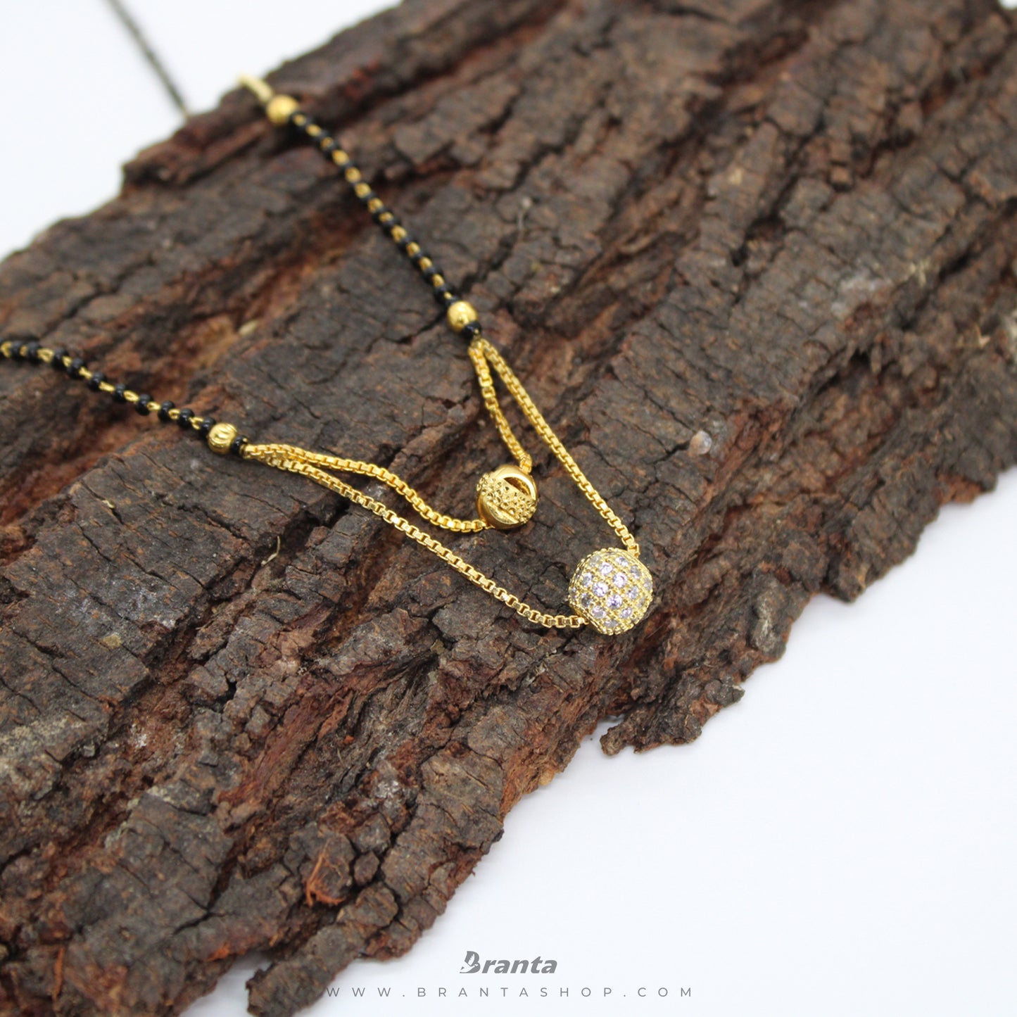Layered White Diamond Ball Mangalsutra For Women