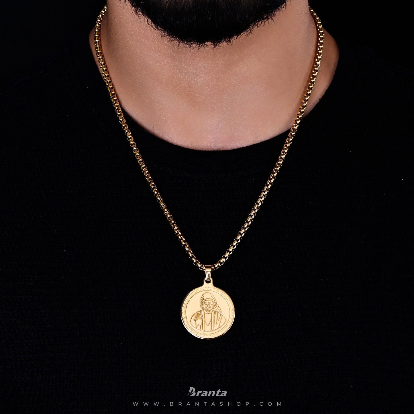Sai Baba Gold Plated Pendant with Chain (24 Inch)