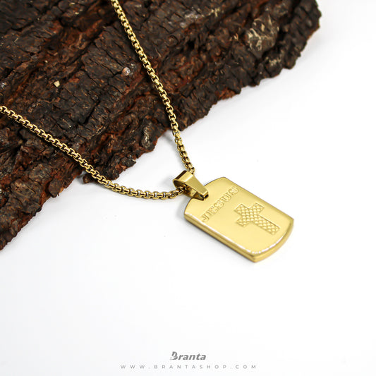 Graceful Jesus Cross Charm Gold Plated Pendant Chain Necklace (23 Inch)