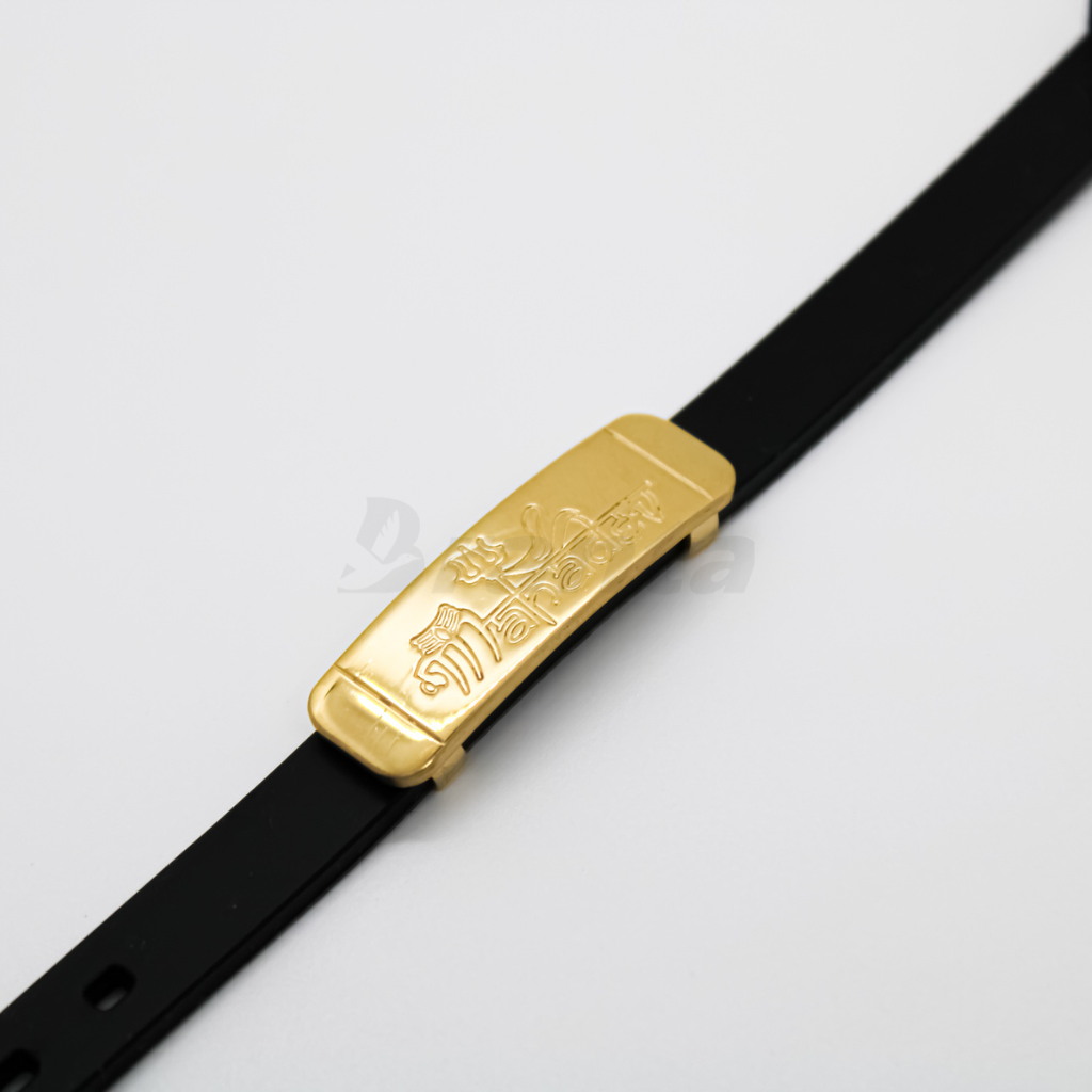 Mahadev Silicon Belt Men's Gold Bracelet