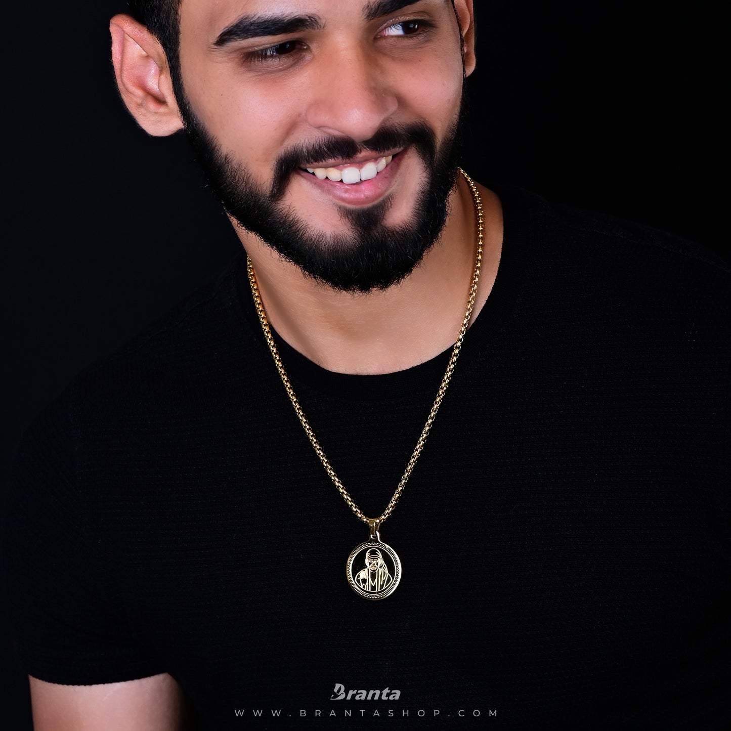Sai Baba Gold Plated Pendant with Chain (24 Inch)