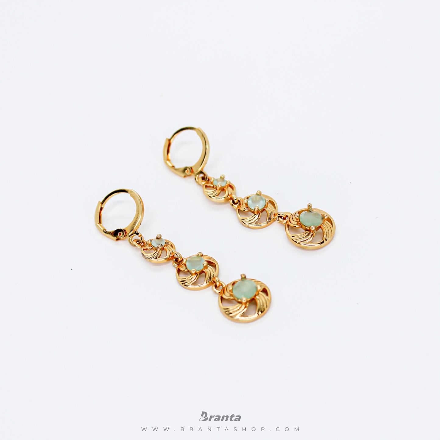pista green diamond drop earrings