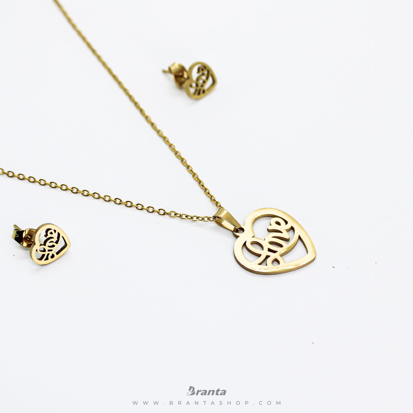 Love Heart pendent Necklace and Earring Set For Women