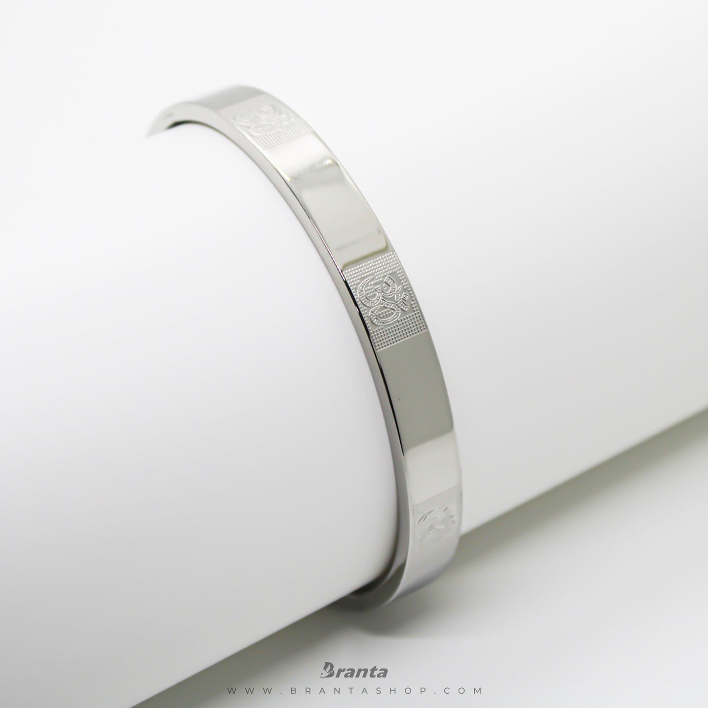 Om Carving Premium Silver Men's Bracelet