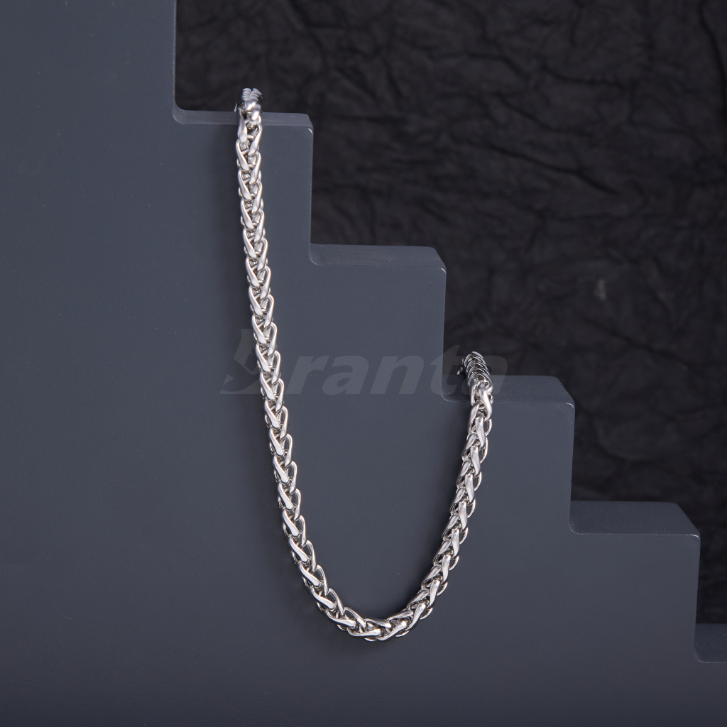 Stainless Steel Twisted Necklace Chain for Men (21.5 Inch)