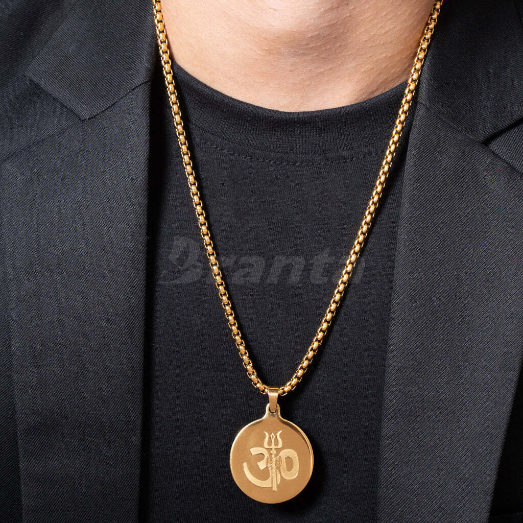 om pendant gold chain