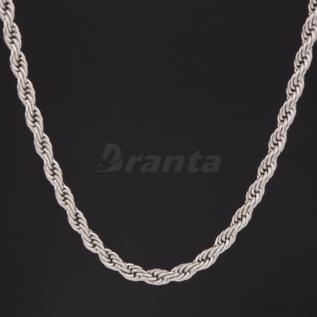 Silver Stainless Steel Rope Chain For Men Inch)