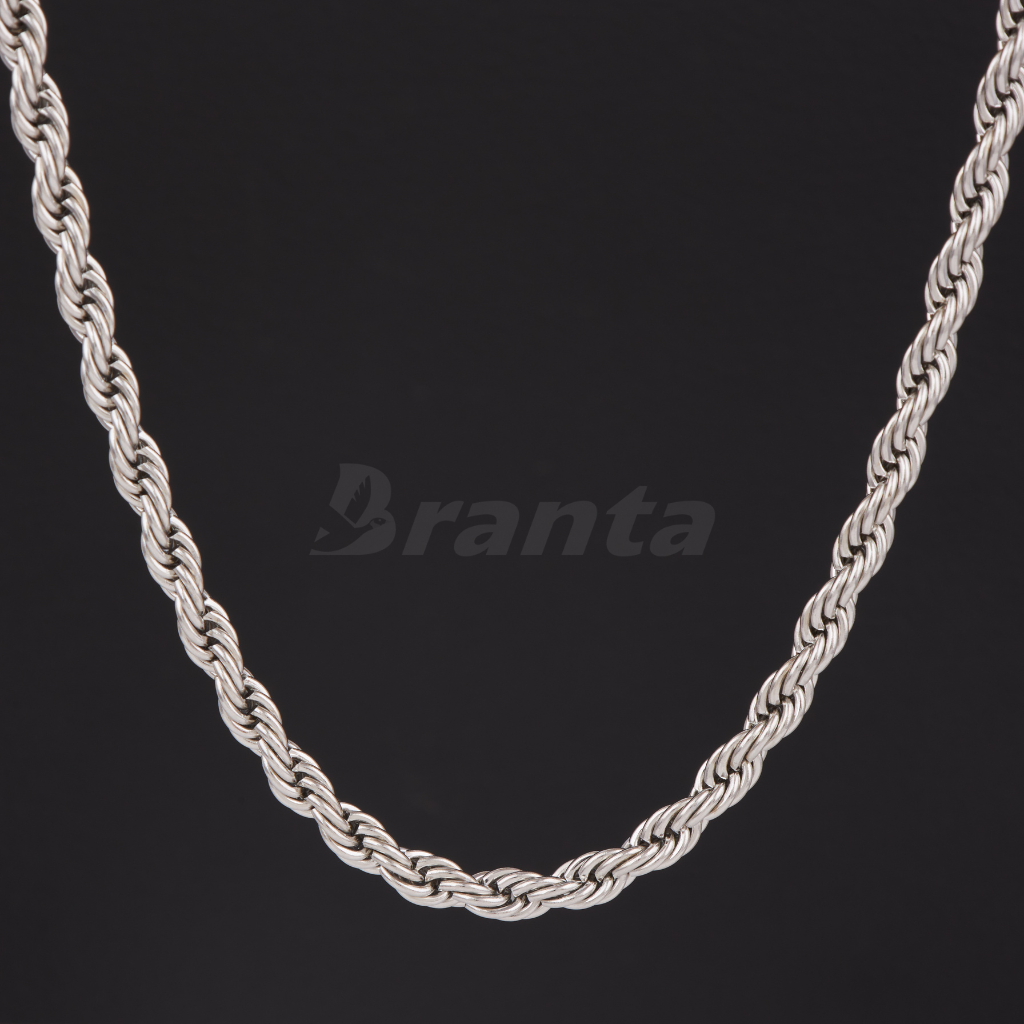 Silver Stainless Steel Rope Chain For Men ( 21.5 Inch)