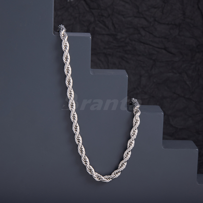 Silver Stainless Steel Rope Chain For Men ( 21.5 Inch)