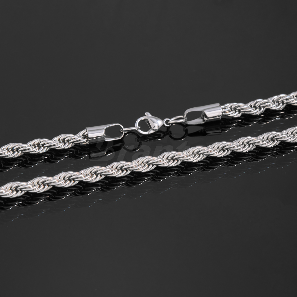 Silver Stainless Steel Rope Chain For Men ( 21.5 Inch)