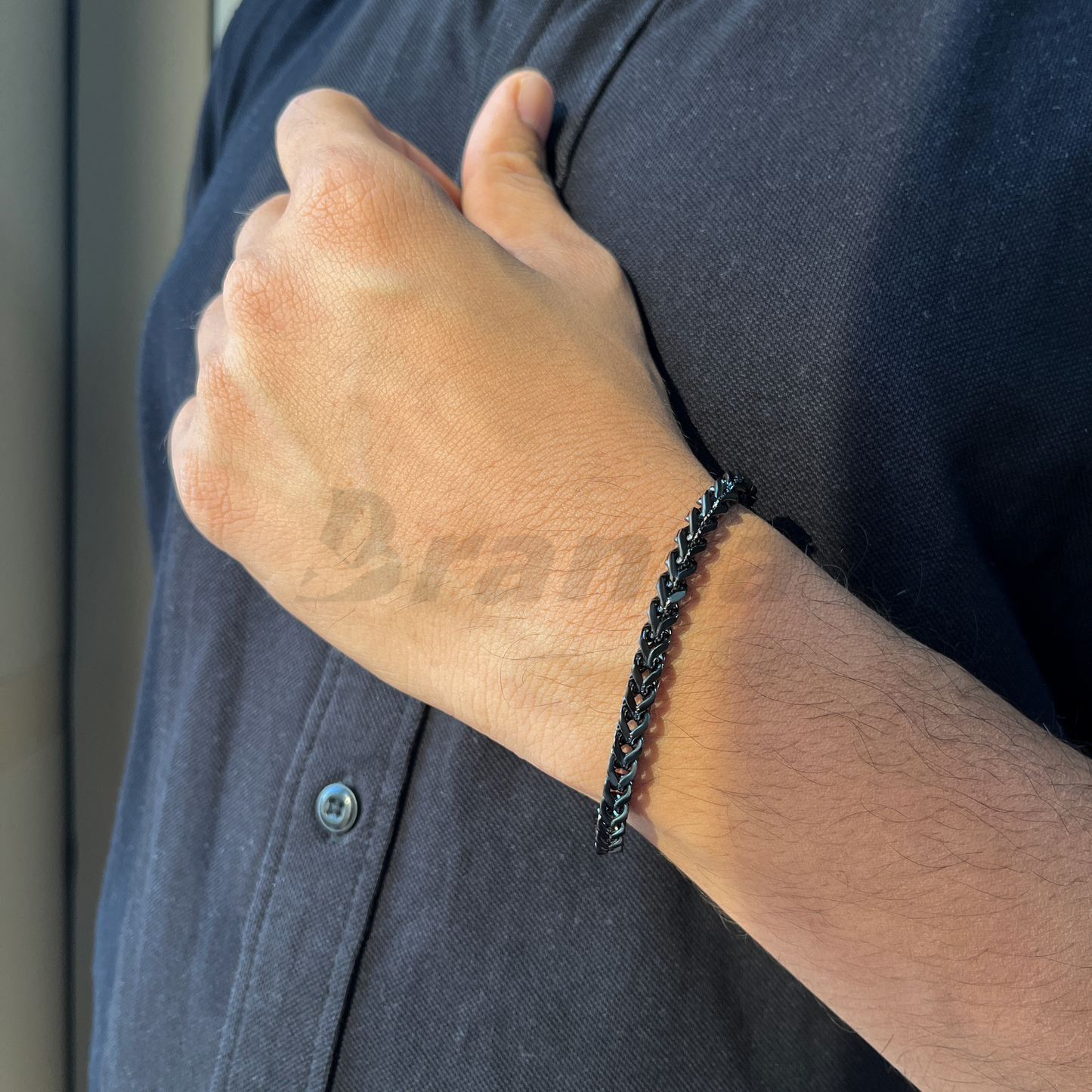 Trendy & Stylish Black Stainless Steel Bracelet For Men (8.5 Inch)