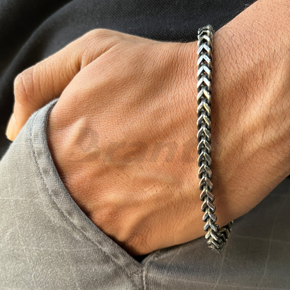 Silver Chunky Link Stainless Steel Bracelet For Men (9.5 Inch)