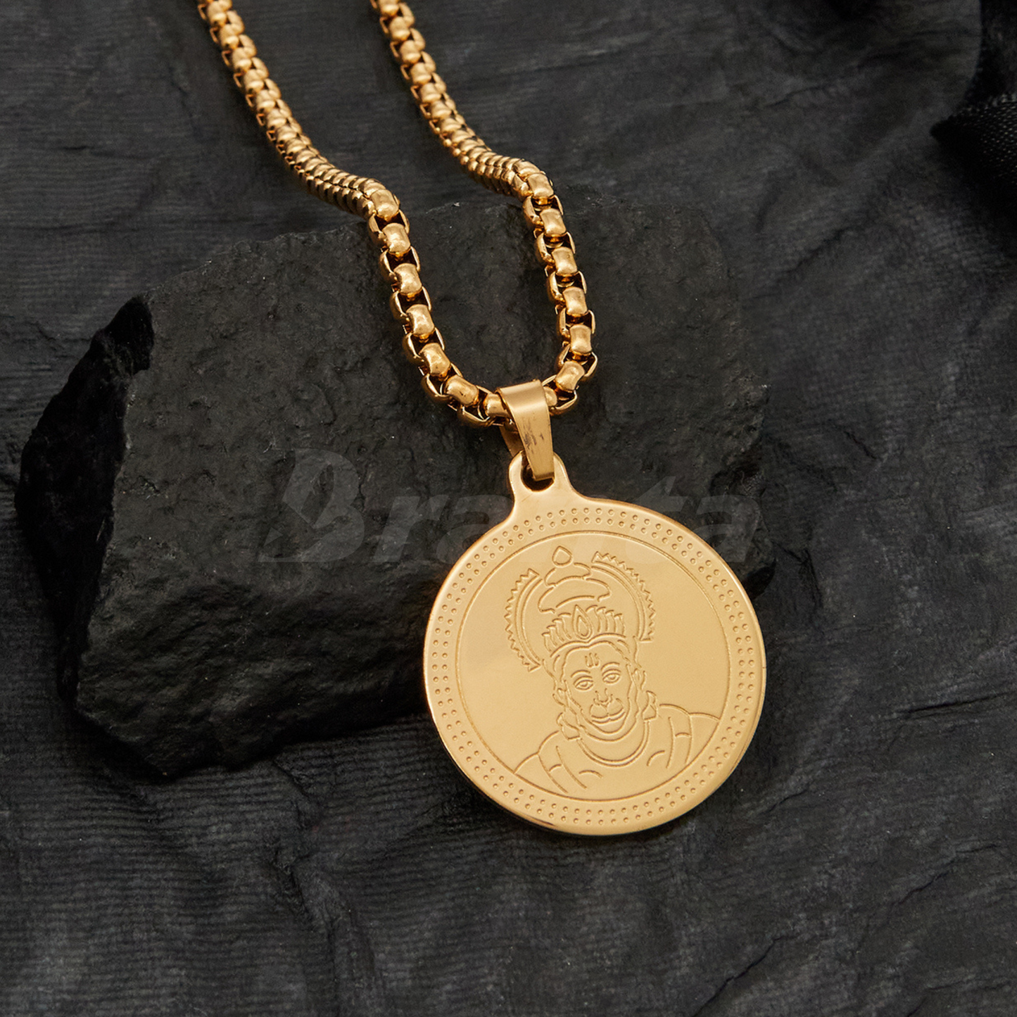 Hanuman Gold Plated Pendant Chain For Men (24 Inch)