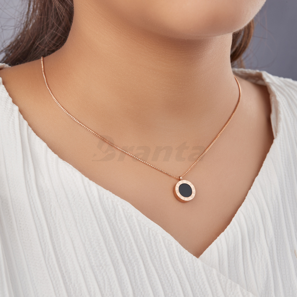 Buy Roman Numeral Reversible Pendant Rose Gold Necklace Brantashop