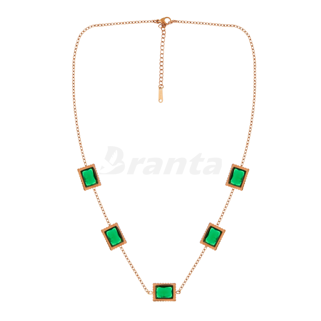 Green Emerald Rose Gold Necklace