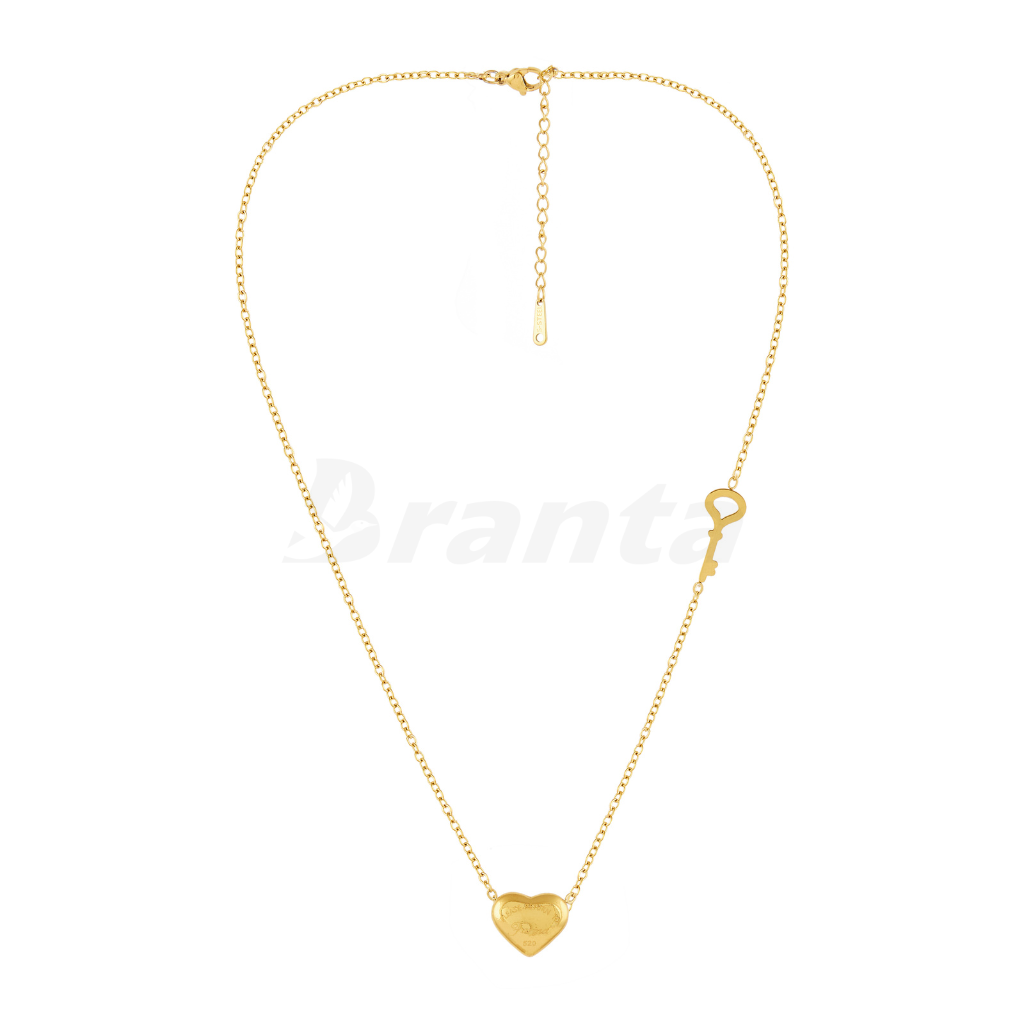 Golden Heart and Key Necklace