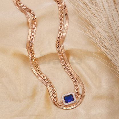 blue diamoond rose gold necklace
