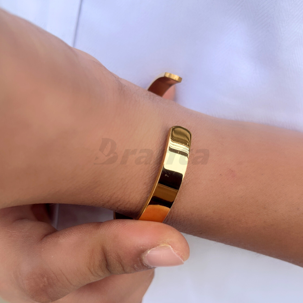 Om Stainless Steel Gold Cuff Bracelet