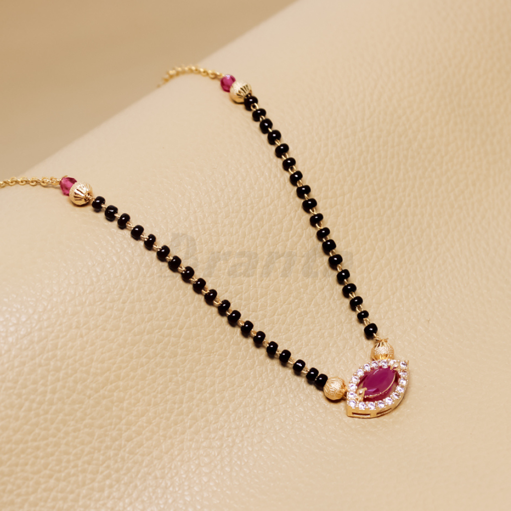 Buy Latest Dark Pink Marquise Diamond Mangalsutra For Women