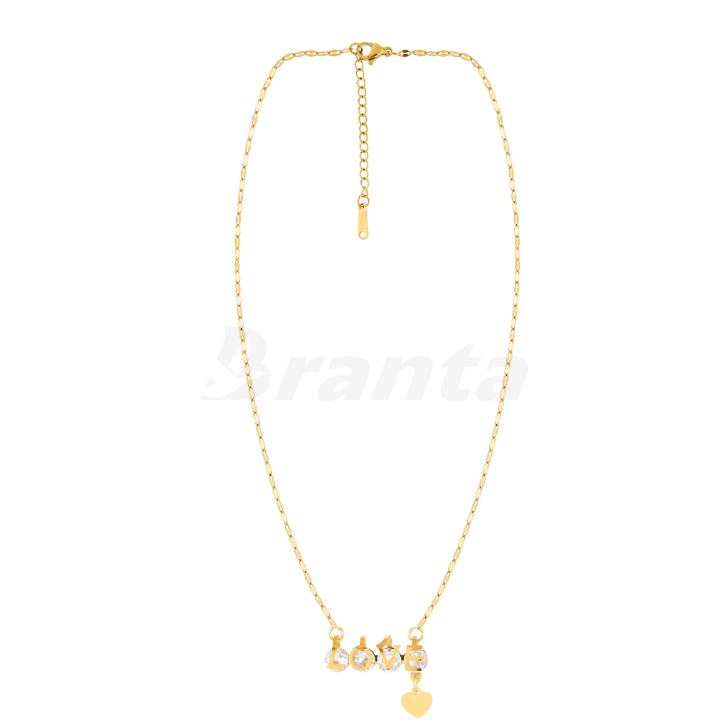 Love Zircon Studded Pendant Necklace