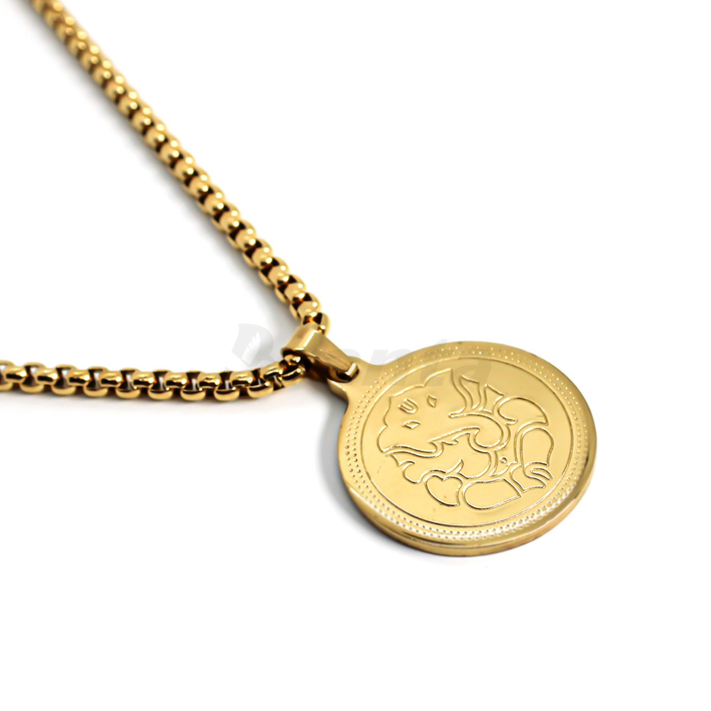 Ganesha's Blessing Pendant Gold Stainless Steel Necklace Chain For Men (24 Inch)