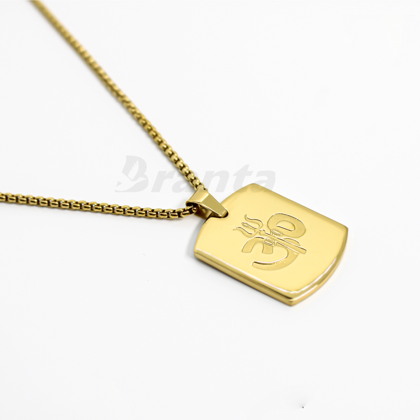 Om Trishul Power Gold Plated Pendant Chain Necklace (23 Inch)