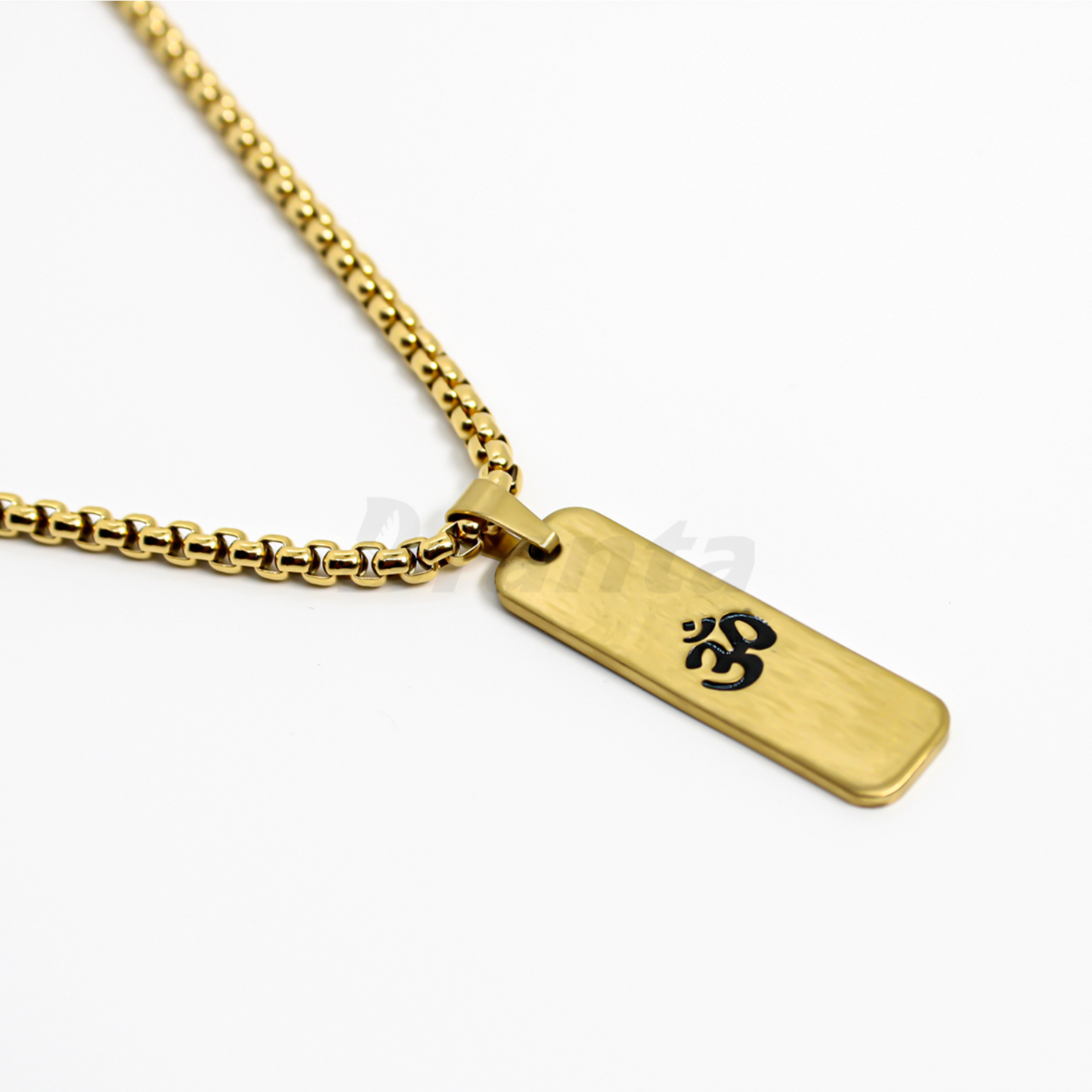Om Pendant With Matte Finish Gold Stainless Steel Necklace Chain For Men (24 Inch)