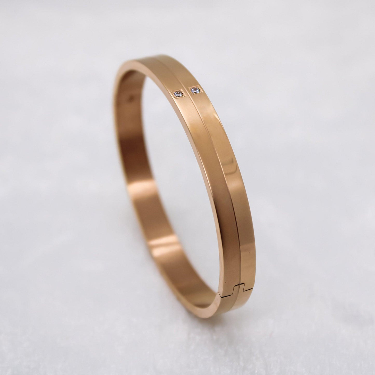 Matte Shiny Bracelet For Men With Two Diamonds