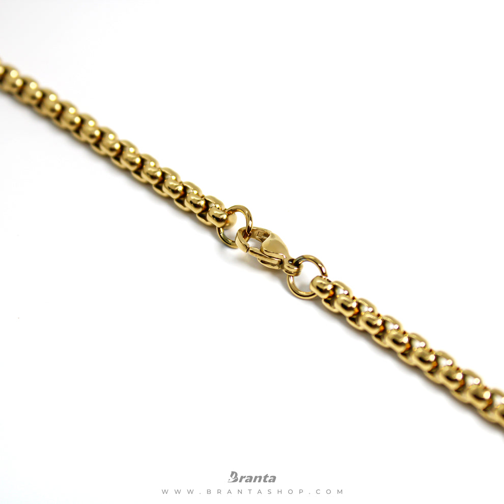 Hanuman Pendant With Dotted Pattern Gold Stainless Steel Necklace Chain For Men (24 Inch)