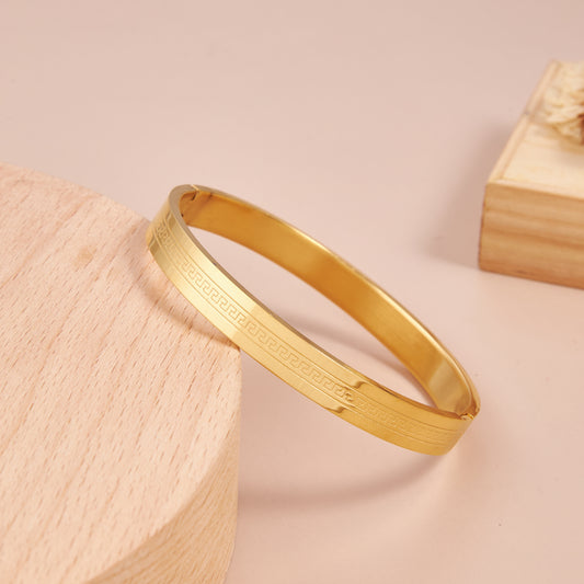 Greek Key Pattern Bracelet For Men ( 7 Inch )