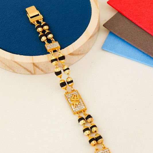 2 Line Trishul Rudraksha Diamonds Bracelet For Men