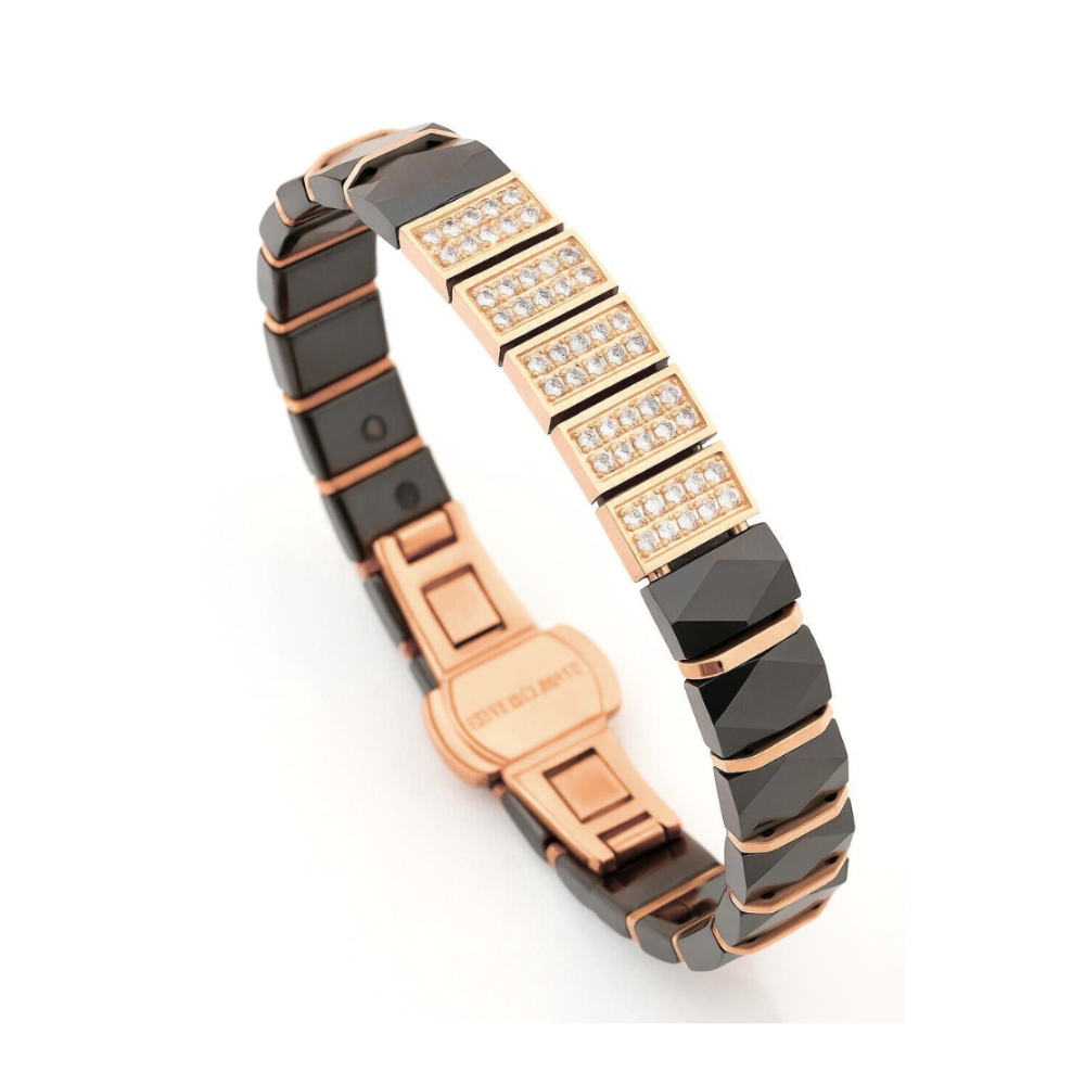 Rose Gold Ceramic Diamond Bracelet For Men