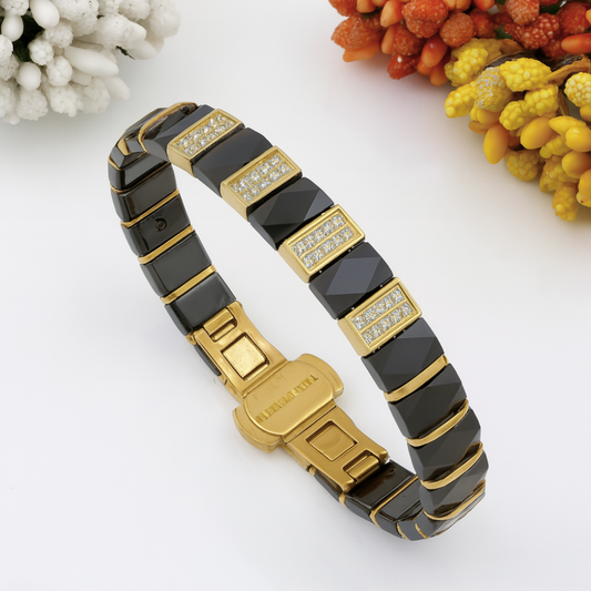 Diamond Studded Ceramic Bracelet For Men