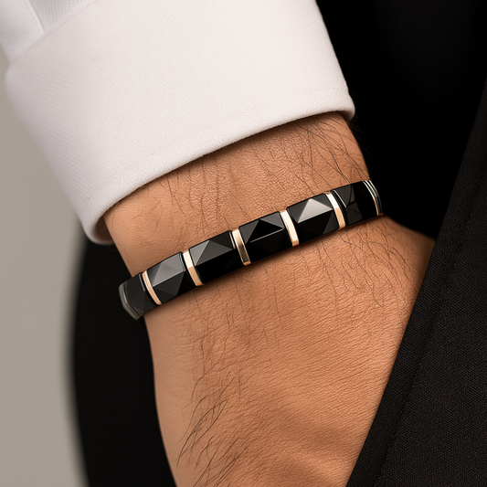 Rose Gold Ceramic Stainless Steel Bracelet For Men