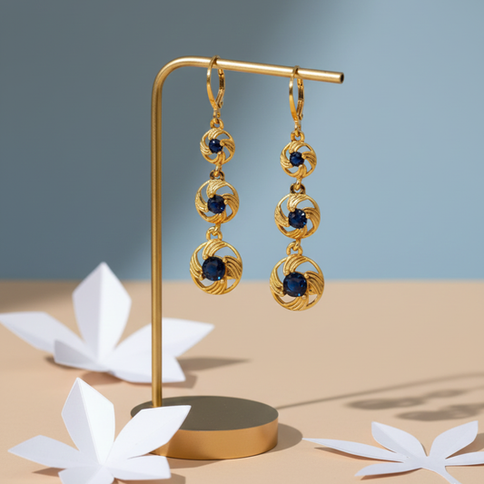 Blue Diamond Drop Earrings For Women