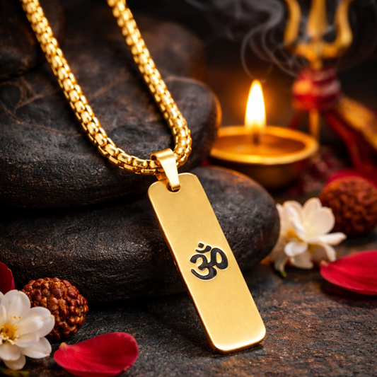 Om Matte Finish Necklace For Men (24 Inch)