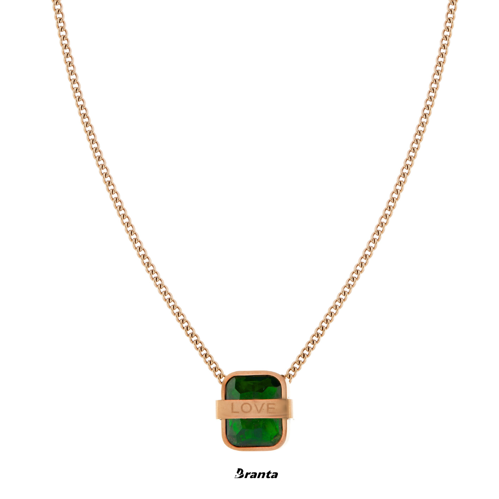 Love Green Emerald Pendant Rose Gold Necklace For Girls