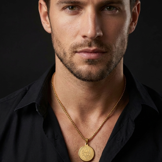 Ganesha's Blessing Pendant Gold Stainless Steel Necklace Chain For Men (24 Inch)