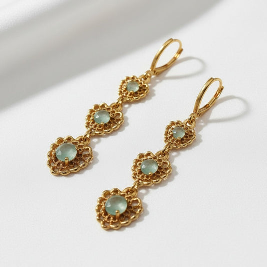 Loving Hearts Light Green Diamond Earrings For Women