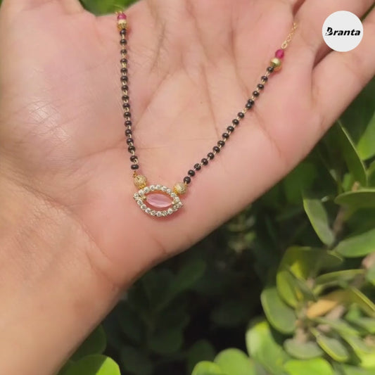 Light Pink Marquise Diamond Mangalsutra For Women