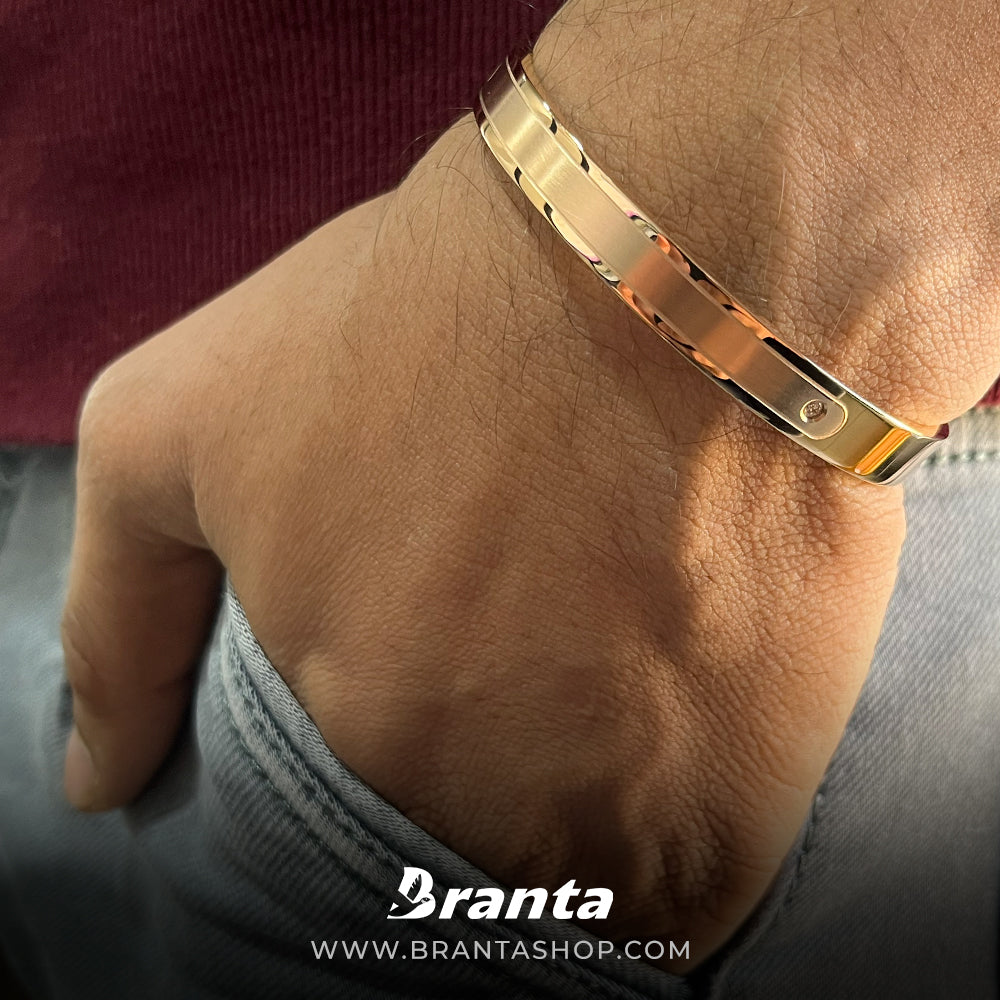 Minimalistic Diamond Rose Gold Men's Bracelet