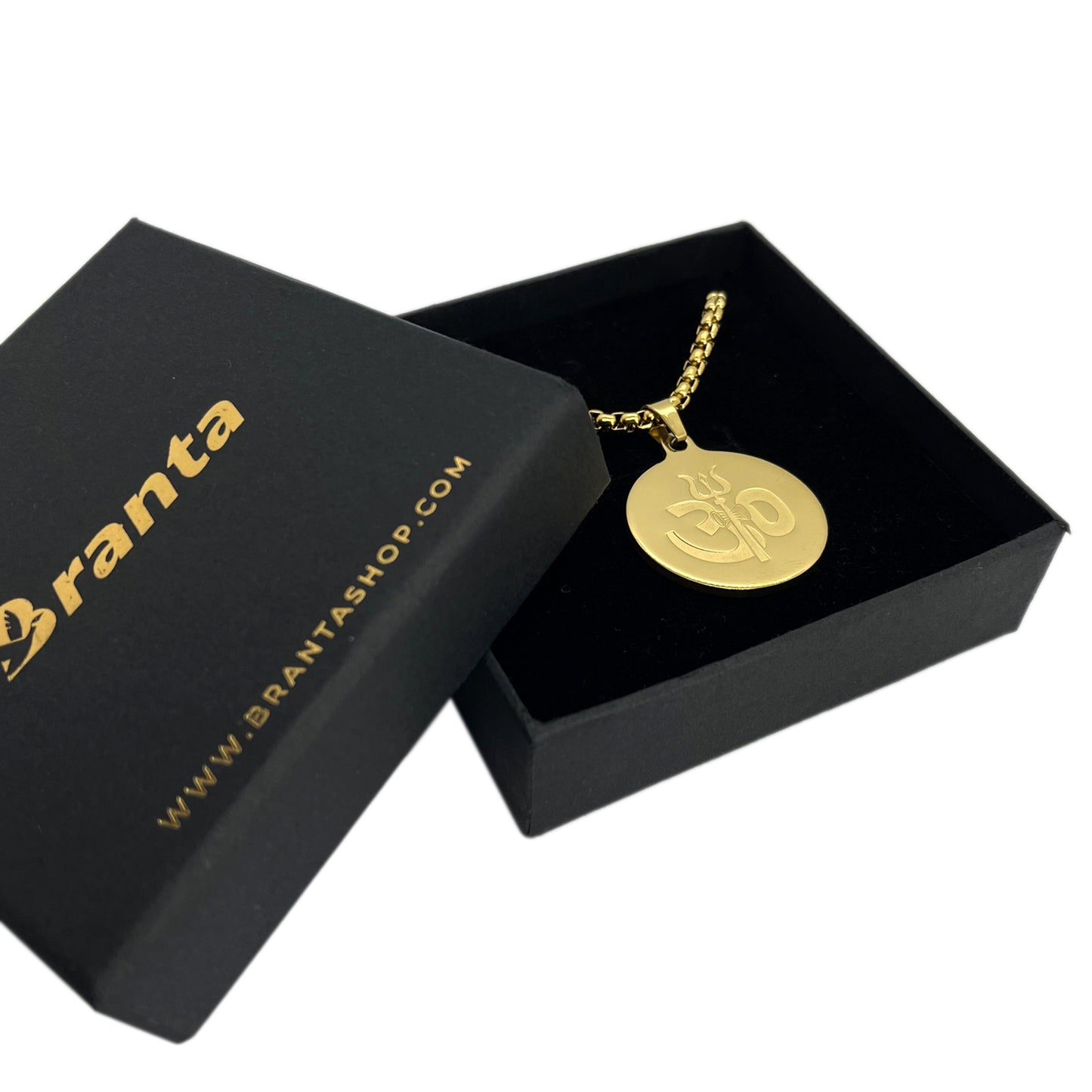 Om Trishul Pendant Gold Stainless Steel Necklace Chain For Men (24 Inch)