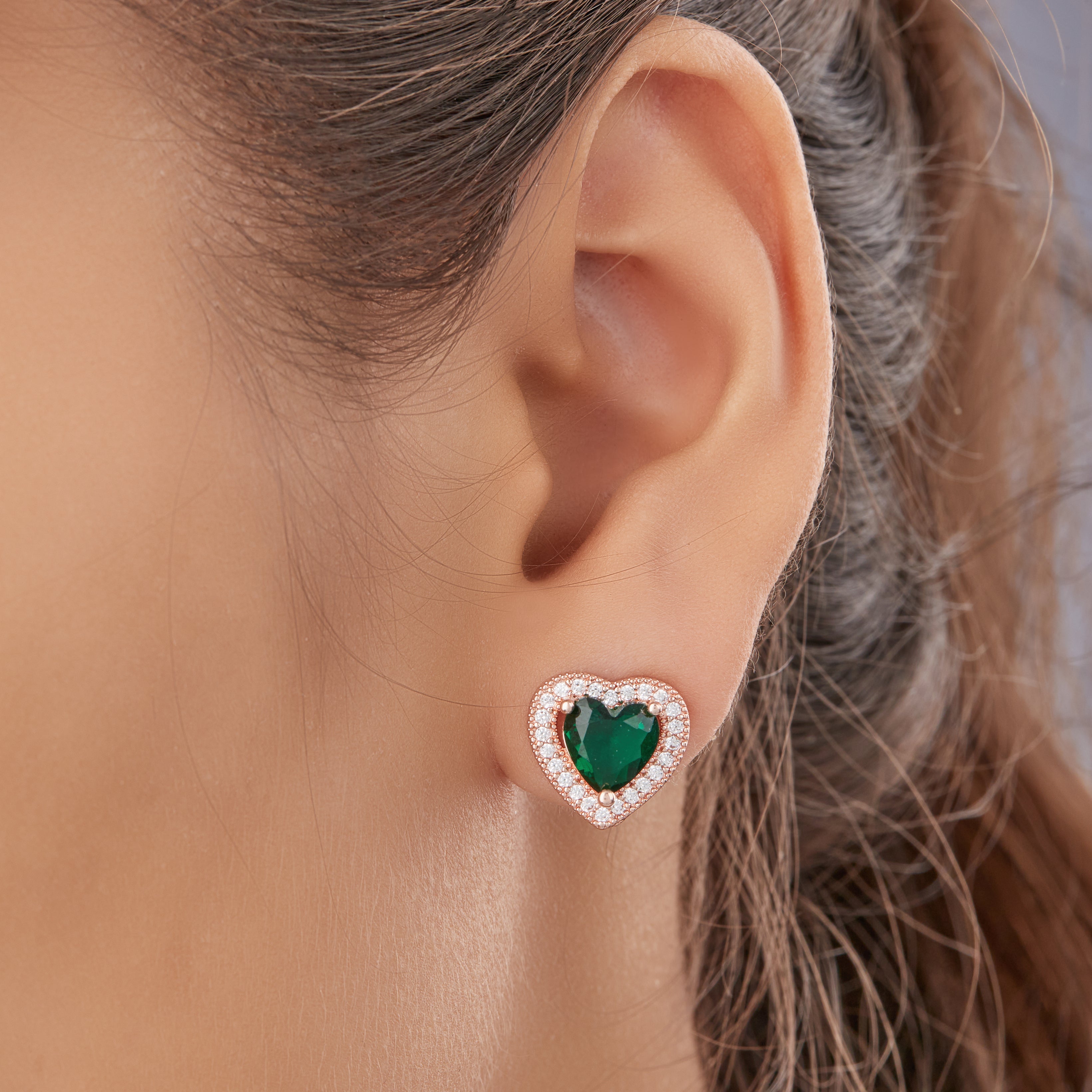 Buy LA SOULA Birthstone Brilliance 925 Emerald Radiance Heart Stud Earrings  online