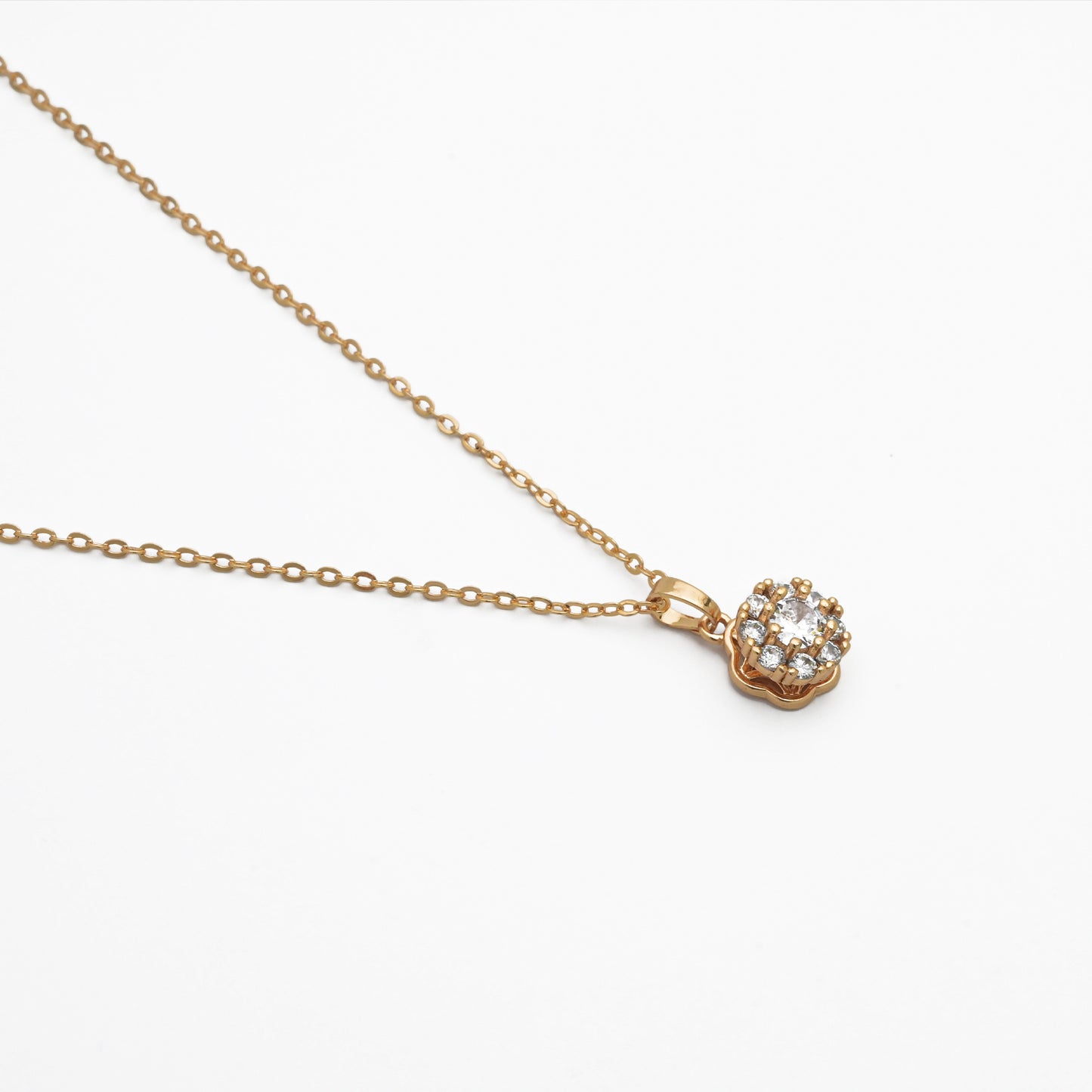 Spinning Diamond Flower Pendant Necklace For Women