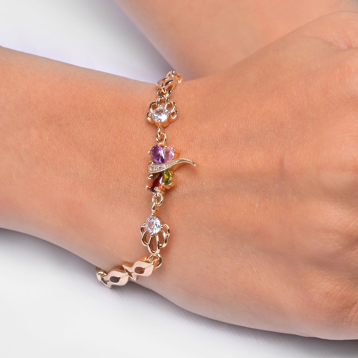 Colorful Diamond Butterfly Bracelet For Women
