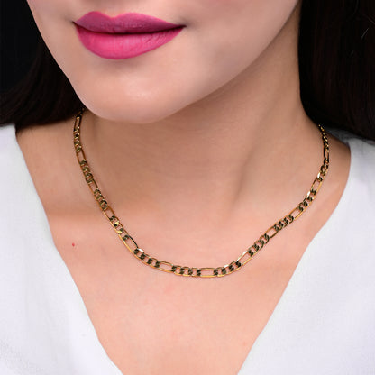 Shiny Gold Curb Chain Necklace For Women