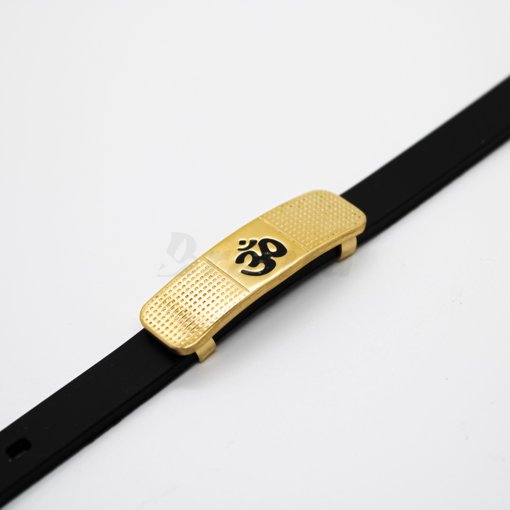 Om Silicon Belt Men's Gold Bracelet