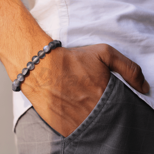 Matte with Grey Moonstone Bracelet for Men