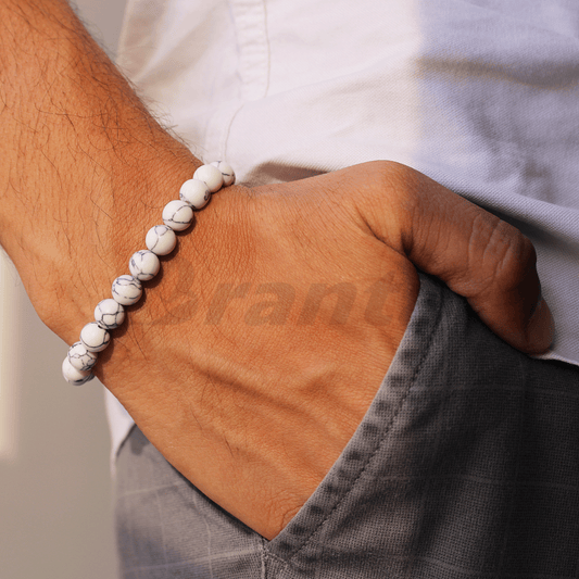 White Howlite Natural Crystals Bracelet For Men